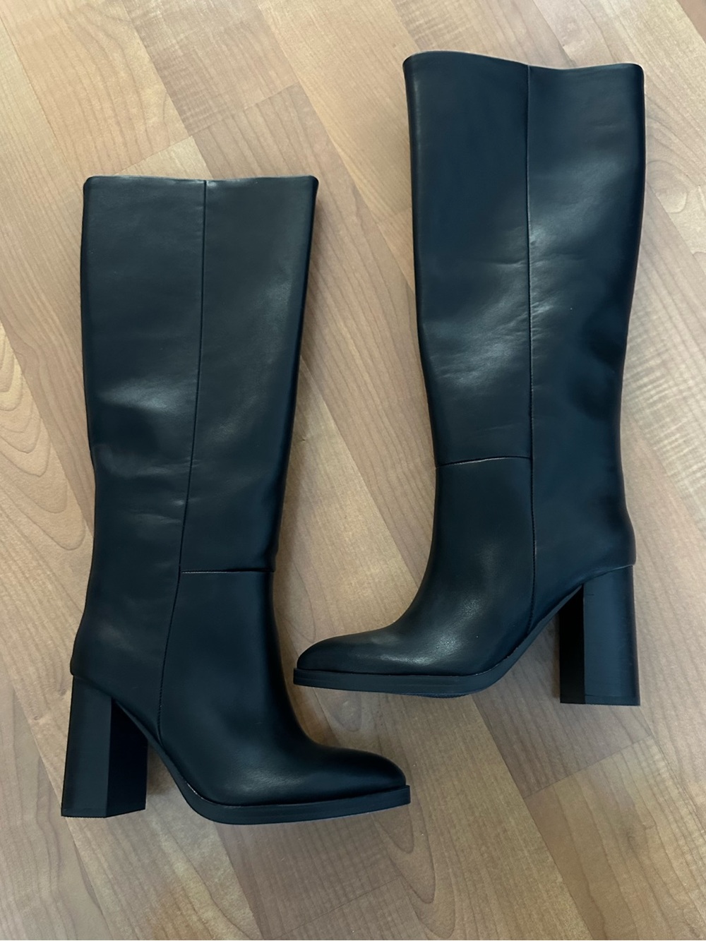 Dolce Vita Black Tall Block Heel Leather Boots